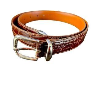 Italian Snake Embossed Split Leather Belt, Career, Office, Travel, Size 36